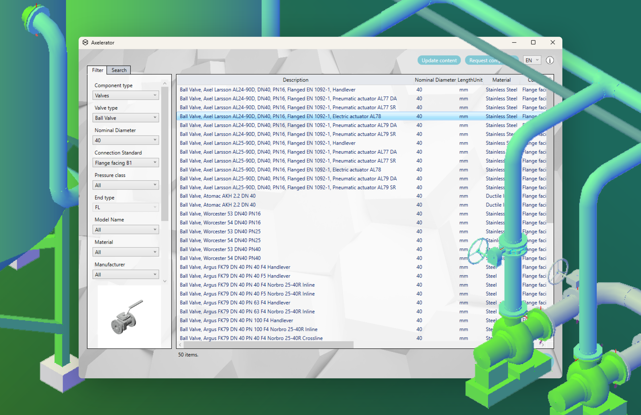 Axelerator application UI